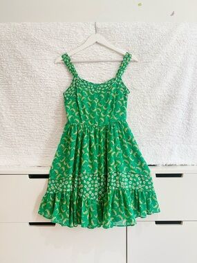 Lauren Conrad Green Floral Fit & Flare Ruffle Hem Dress
